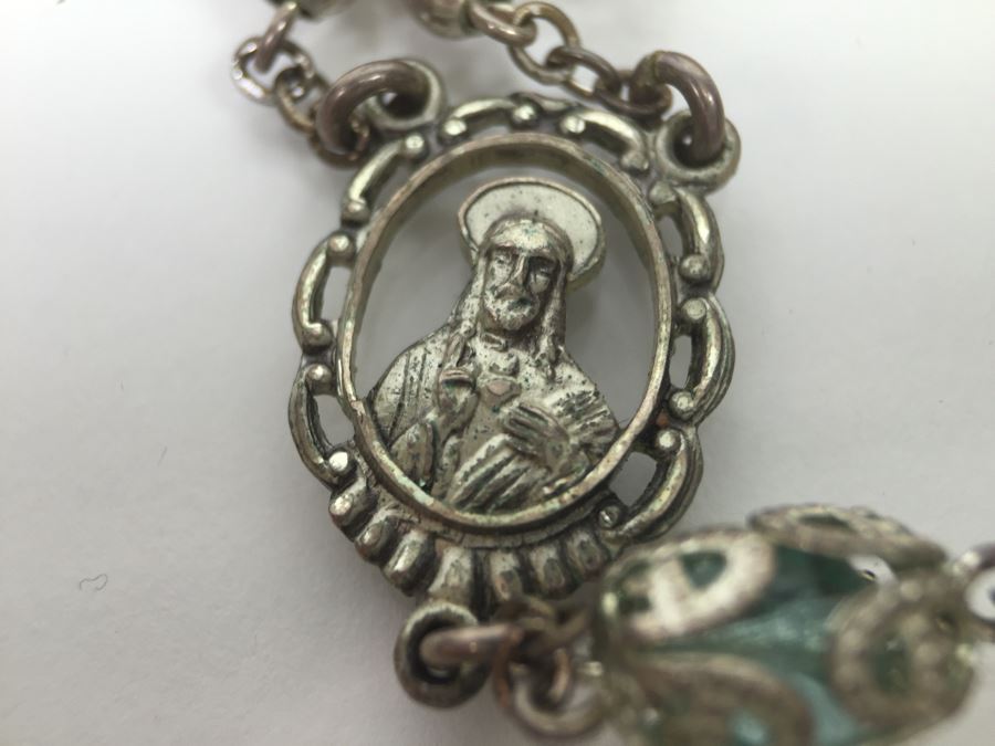 Vintage Sterling Silver Rosary Beads With Vintage Box Signed Sterling CREED 24.8g [Photo 12]