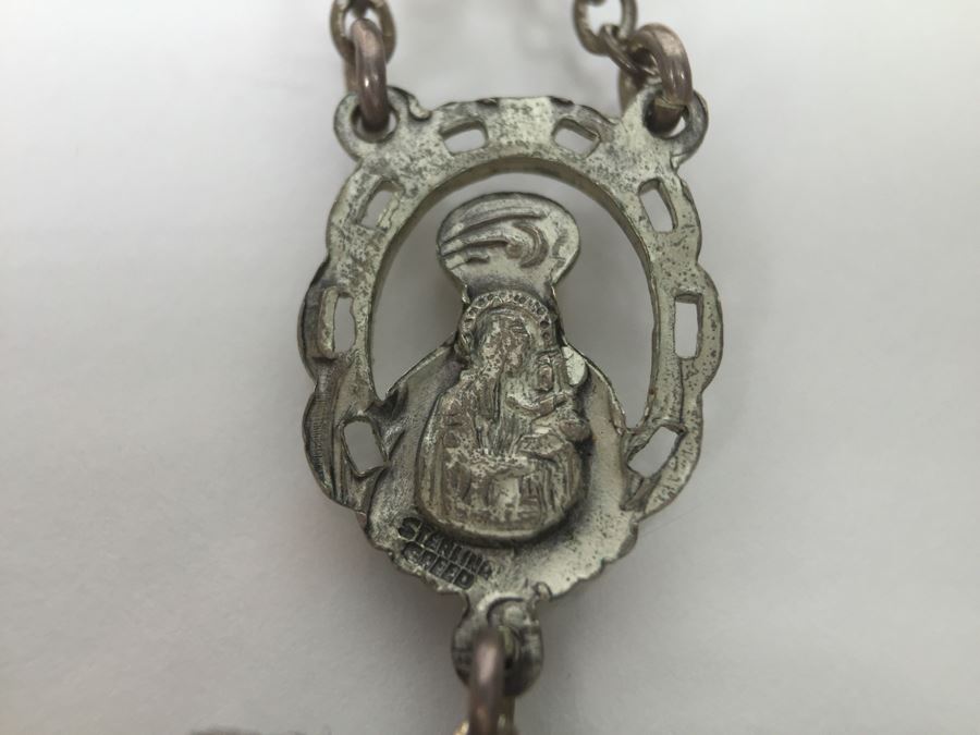Vintage Sterling Silver Rosary Beads With Vintage Box Signed Sterling CREED 24.8g [Photo 11]