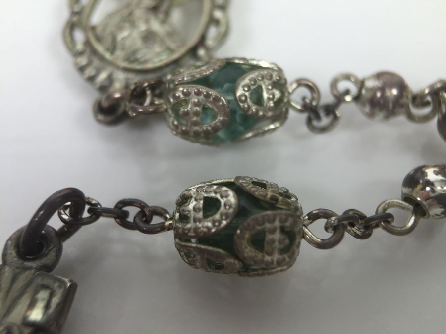 Vintage Sterling Silver Rosary Beads With Vintage Box Signed Sterling CREED 24.8g [Photo 10]