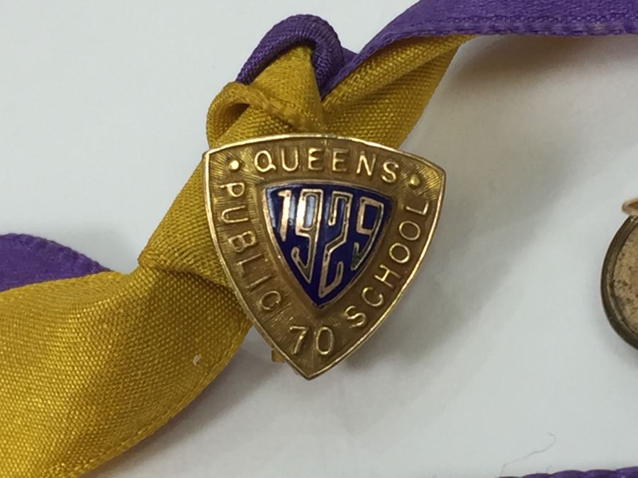 Various Vintage Pins 1929 Queens Public School And St. Scholastica School Pins With Vintage Box [Photo 3]