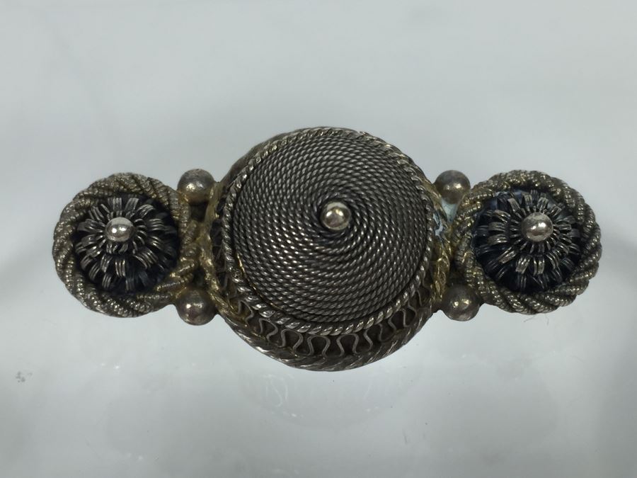 Stunning Filigree Sterling Silver Brooch 8.1g [Photo 2]