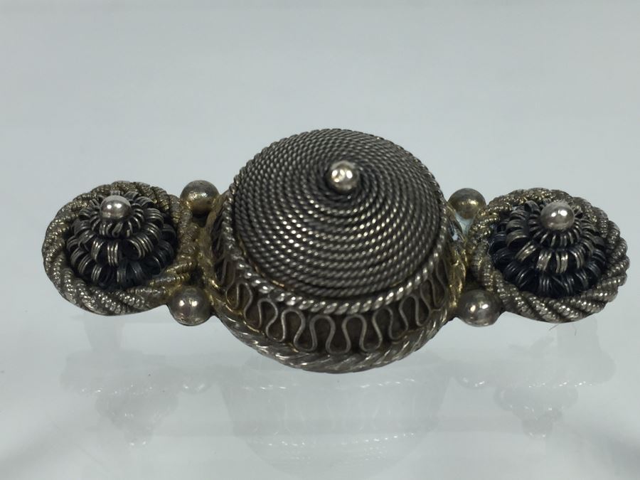 Stunning Filigree Sterling Silver Brooch 8.1g [Photo 3]