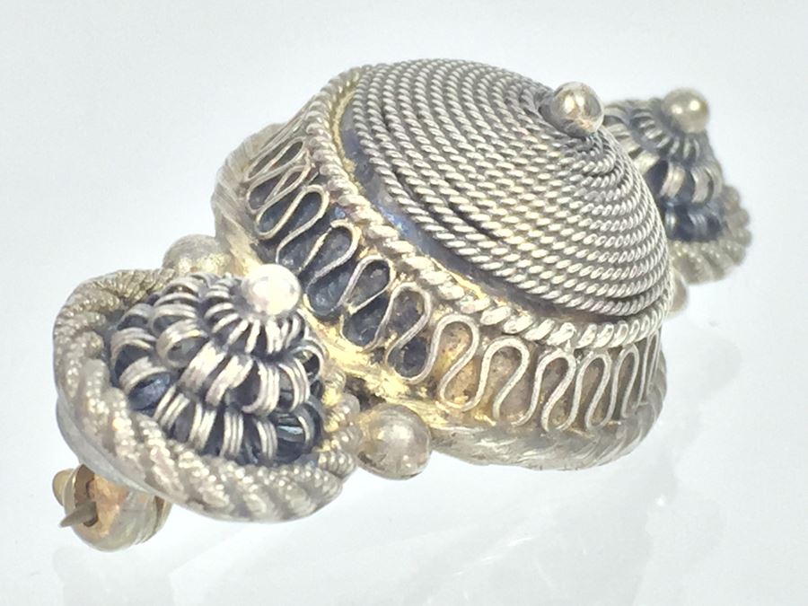 Stunning Filigree Sterling Silver Brooch 8.1g [Photo 7]