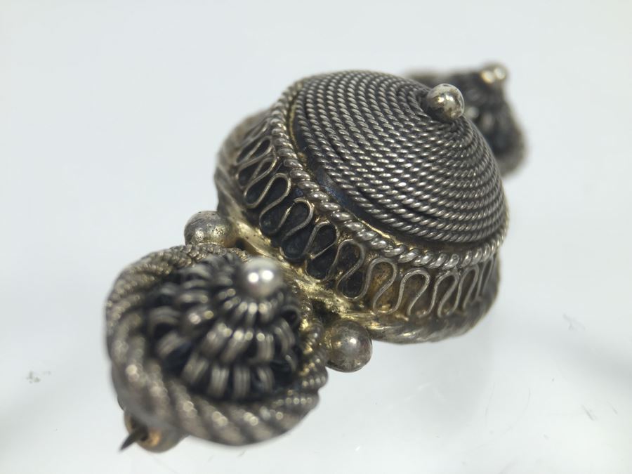 Stunning Filigree Sterling Silver Brooch 8.1g [Photo 13]