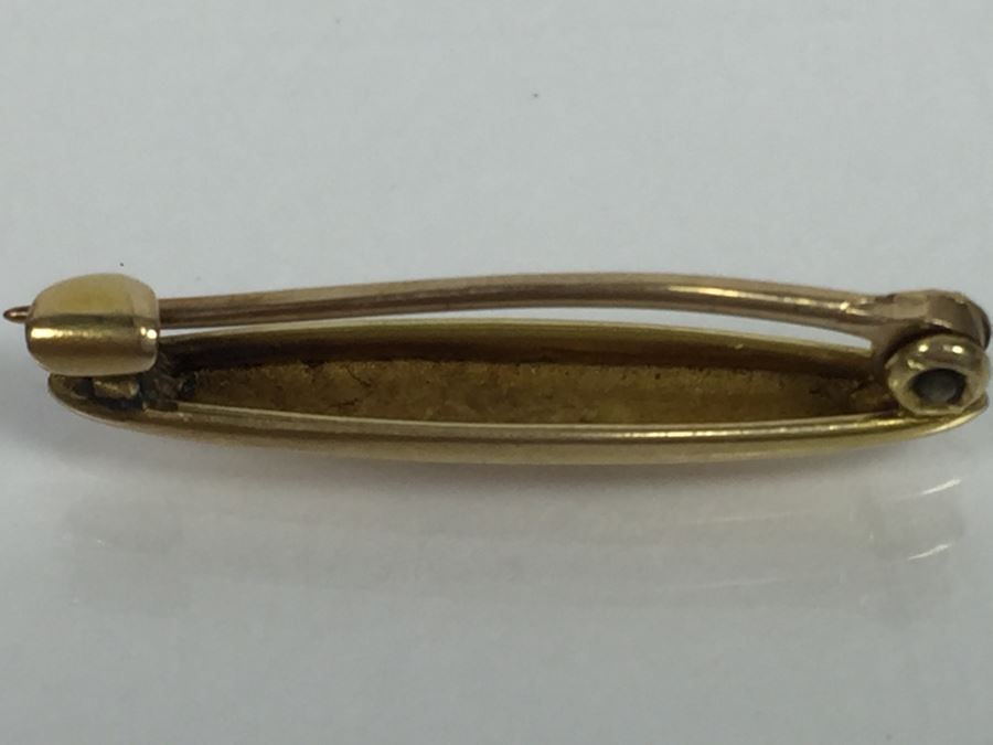 14K Yellow Gold Mongramed Pin 0.5g [Photo 5]