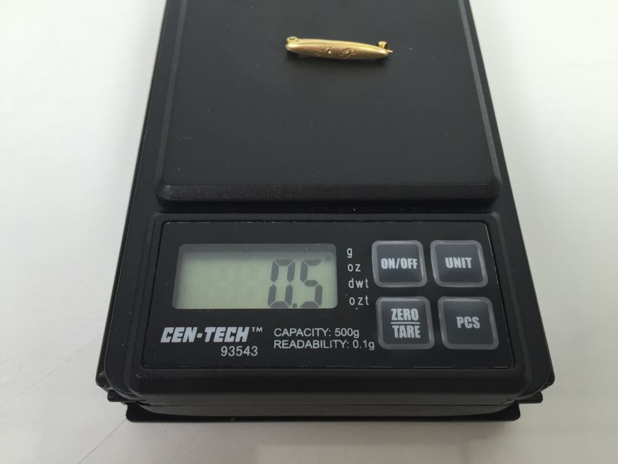14K Yellow Gold Mongramed Pin 0.5g [Photo 8]