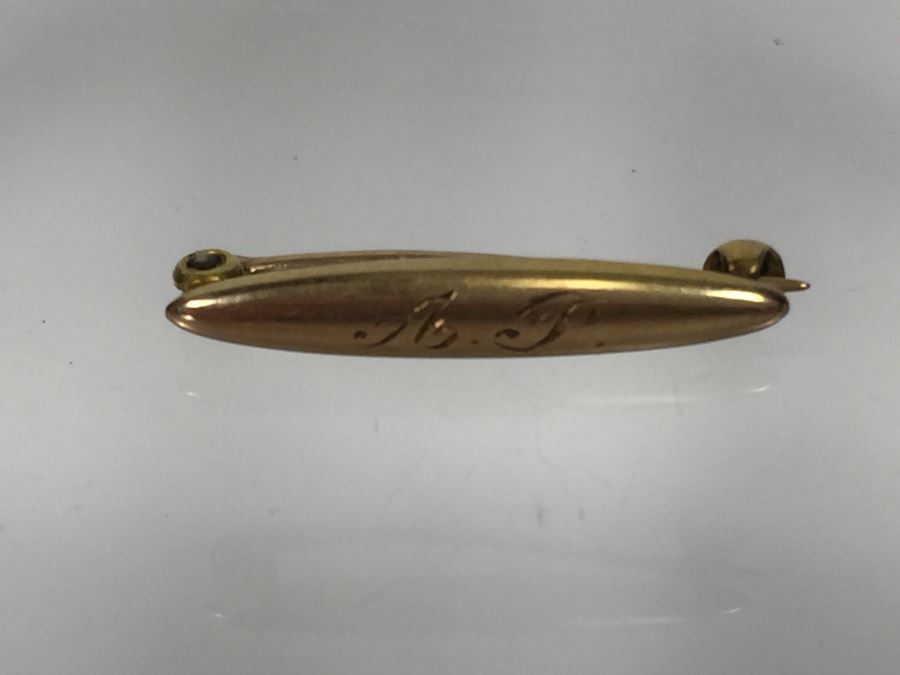 14K Yellow Gold Mongramed Pin 0.5g [Photo 4]