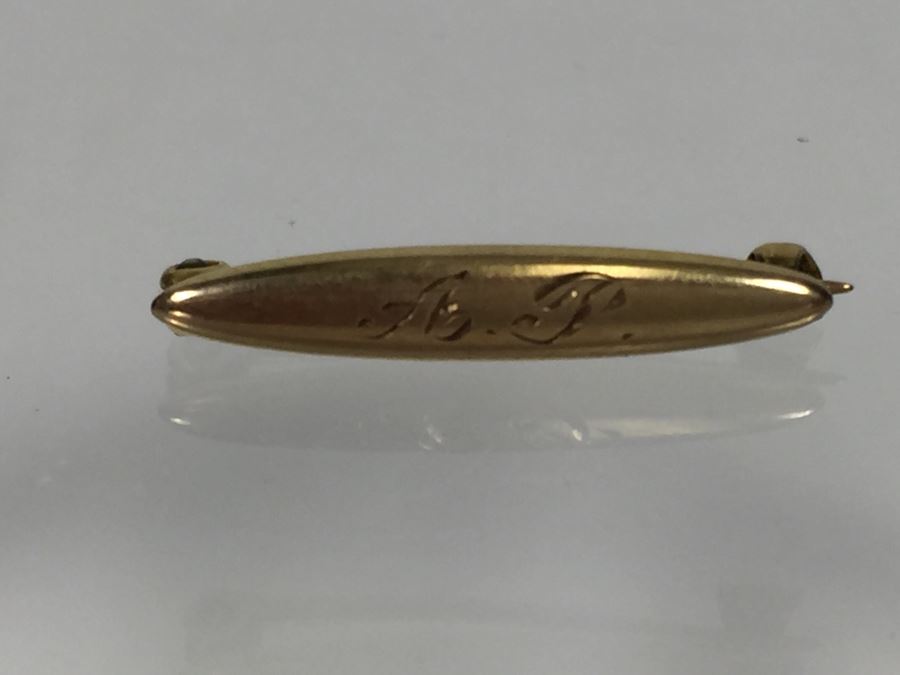 14K Yellow Gold Mongramed Pin 0.5g [Photo 2]