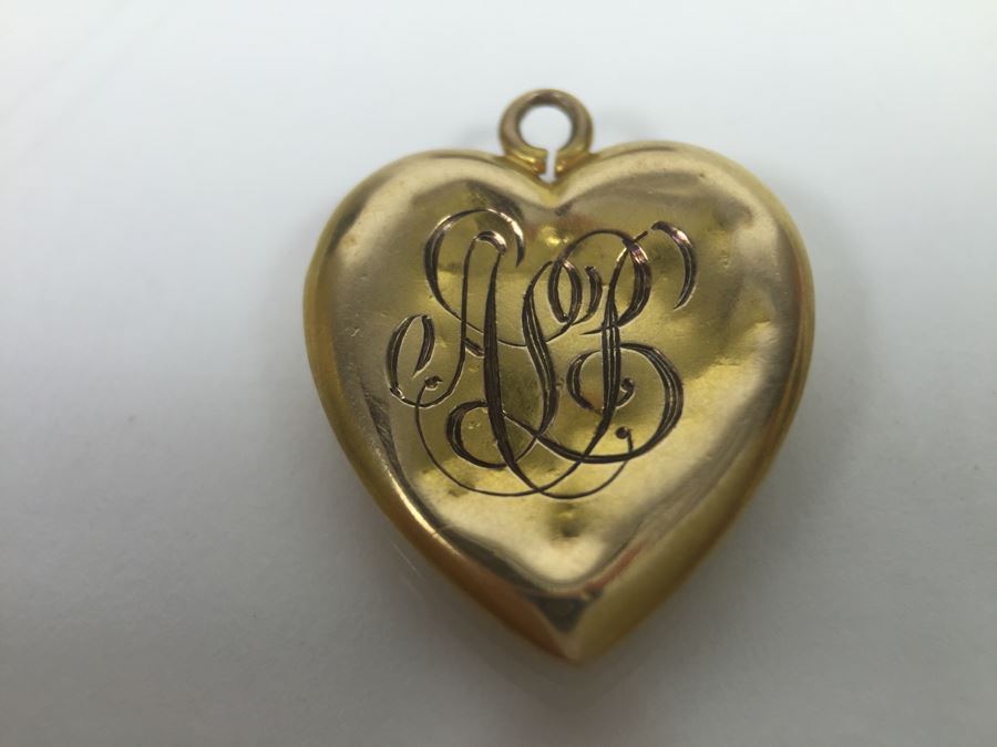 14K Yellow Gold Monogramed Heart Pendant 1.1g [Photo 3]