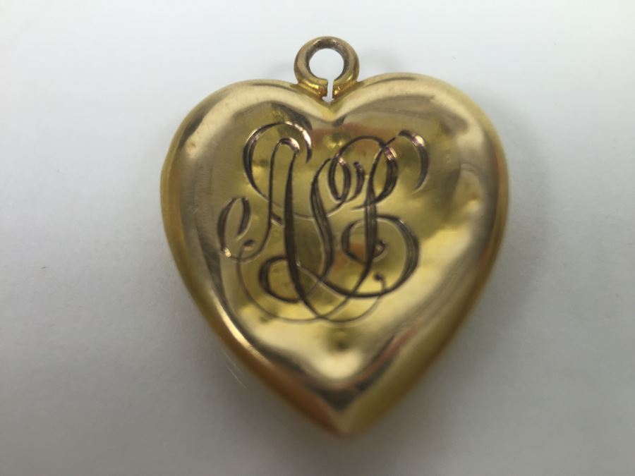 14K Yellow Gold Monogramed Heart Pendant 1.1g [Photo 2]