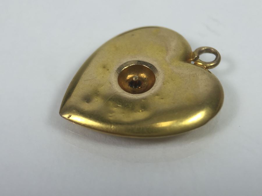 14K Yellow Gold Monogramed Heart Pendant 1.1g [Photo 6]