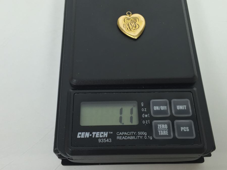 14K Yellow Gold Monogramed Heart Pendant 1.1g [Photo 7]