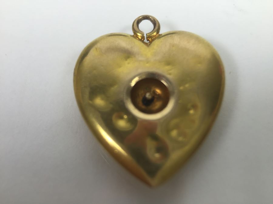 14K Yellow Gold Monogramed Heart Pendant 1.1g [Photo 4]