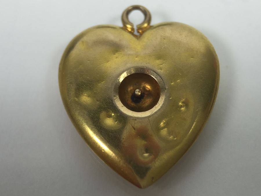 14K Yellow Gold Monogramed Heart Pendant 1.1g [Photo 5]