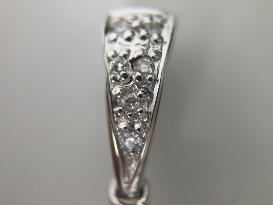 14K White Gold Pendant With Pearl And Small Clear Stones 1.8g [Photo 13]