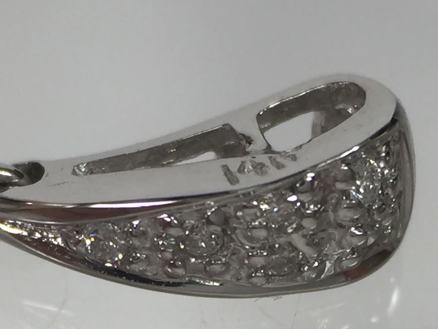 14K White Gold Pendant With Pearl And Small Clear Stones 1.8g [Photo 5]