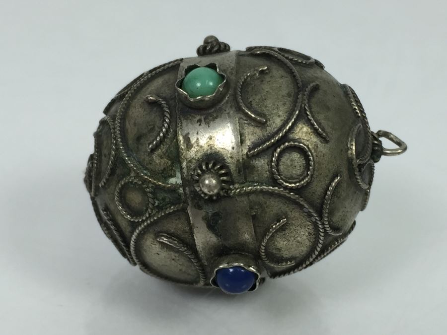 Vintage 800 Silver Pendant With Quartz And Chalcedony [Photo 6]