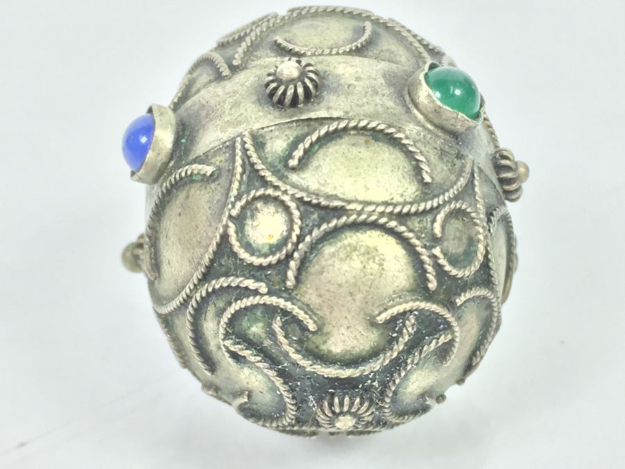 Vintage 800 Silver Pendant With Quartz And Chalcedony [Photo 7]