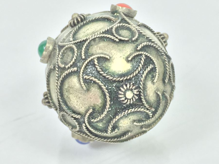 Vintage 800 Silver Pendant With Quartz And Chalcedony [Photo 8]