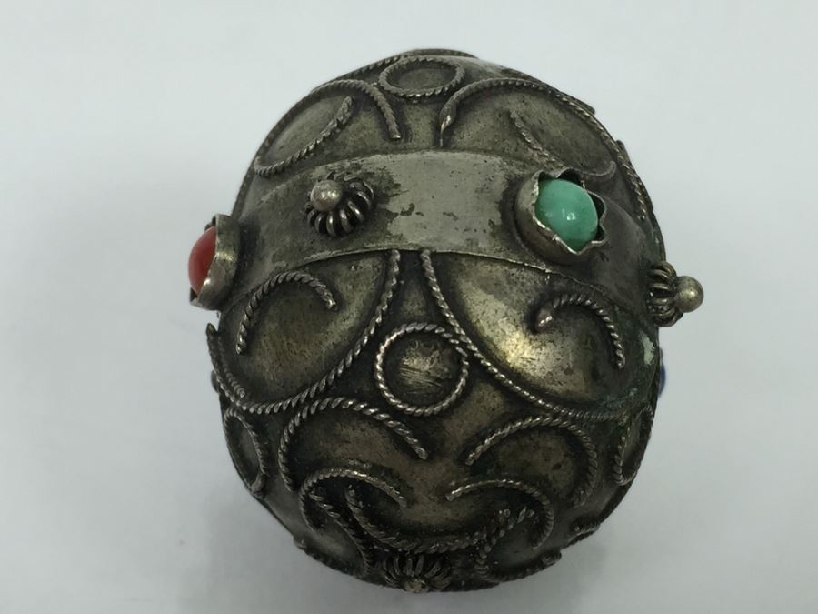 Vintage 800 Silver Pendant With Quartz And Chalcedony [Photo 5]