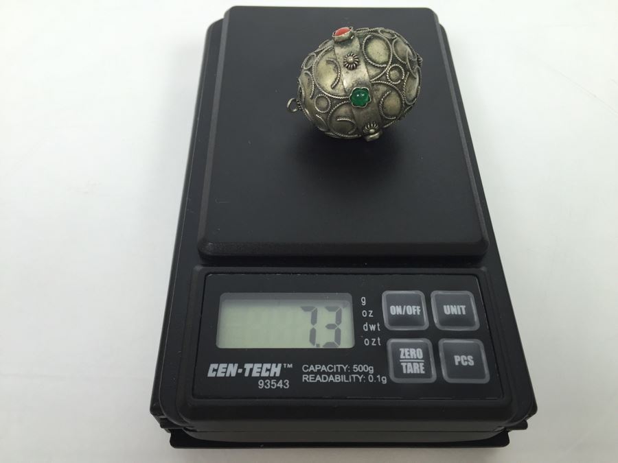 Vintage 800 Silver Pendant With Quartz And Chalcedony [Photo 9]