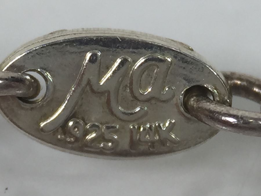 14K Yellow Gold And Sterling Silver Rope Chain Bracelet Signed Ma 5.8g [Photo 7]