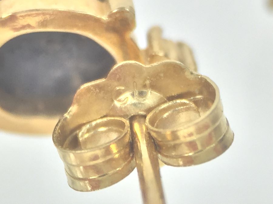 14K Yellow Gold Black Opal And Diamond Pendant With Chain Plus Matching Earrings Diamonds Si-2 To I-1 Clarity GH Color 3.9g [Photo 21]