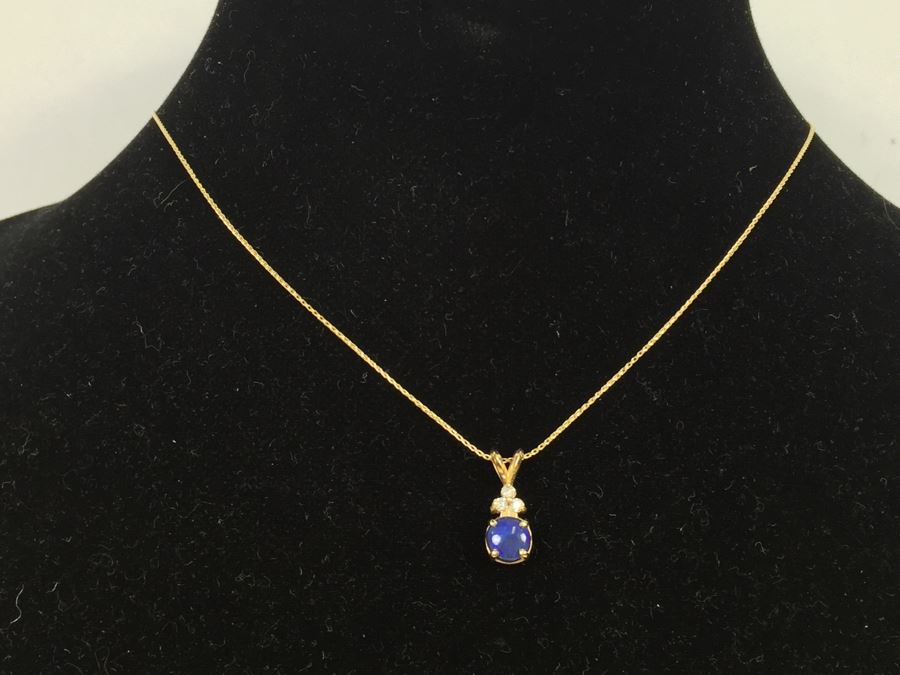 14K Yellow Gold Black Opal And Diamond Pendant With Chain Plus Matching Earrings Diamonds Si-2 To I-1 Clarity GH Color 3.9g [Photo 5]