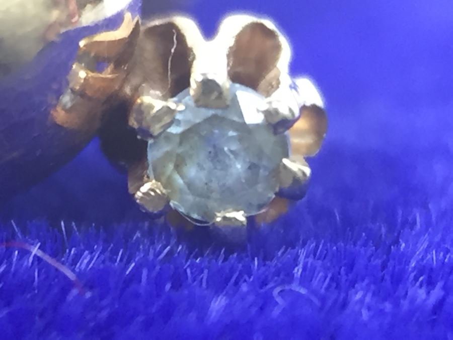 14K Yellow Gold Post Earrings With Light Blue Stone Signed NAOMI 1.2g [Photo 8]