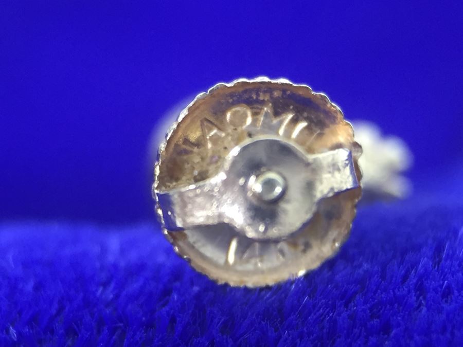 14K Yellow Gold Post Earrings With Light Blue Stone Signed NAOMI 1.2g [Photo 14]