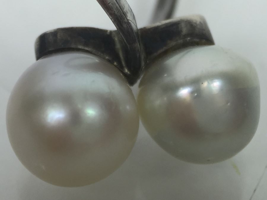 Sterling Silver Ring With (2) Pearls 3.9g [Photo 8]