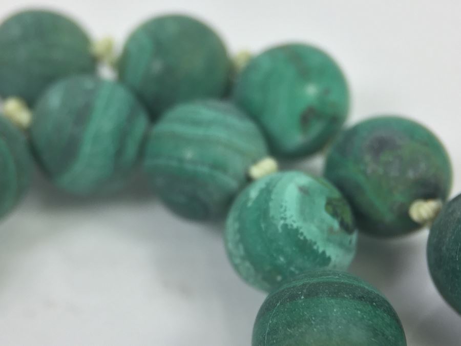 Malachite Necklace Individually Knotted Note Some Stones Are Chipped 54g [Photo 9]