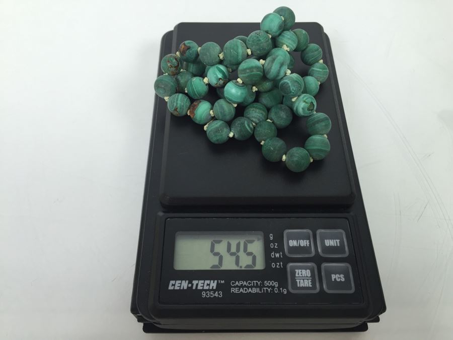 Malachite Necklace Individually Knotted Note Some Stones Are Chipped 54g [Photo 10]