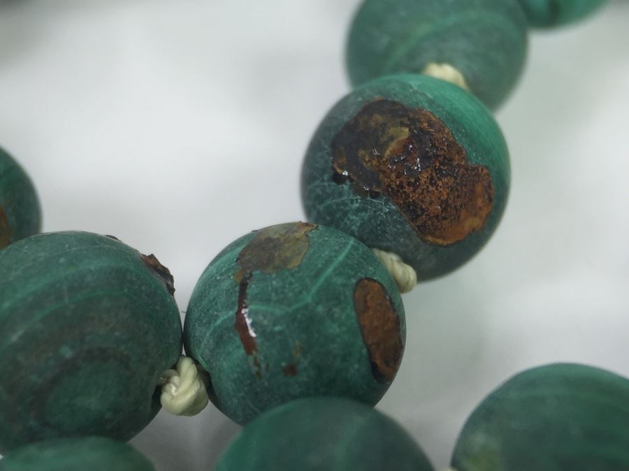 Malachite Necklace Individually Knotted Note Some Stones Are Chipped 54g [Photo 5]