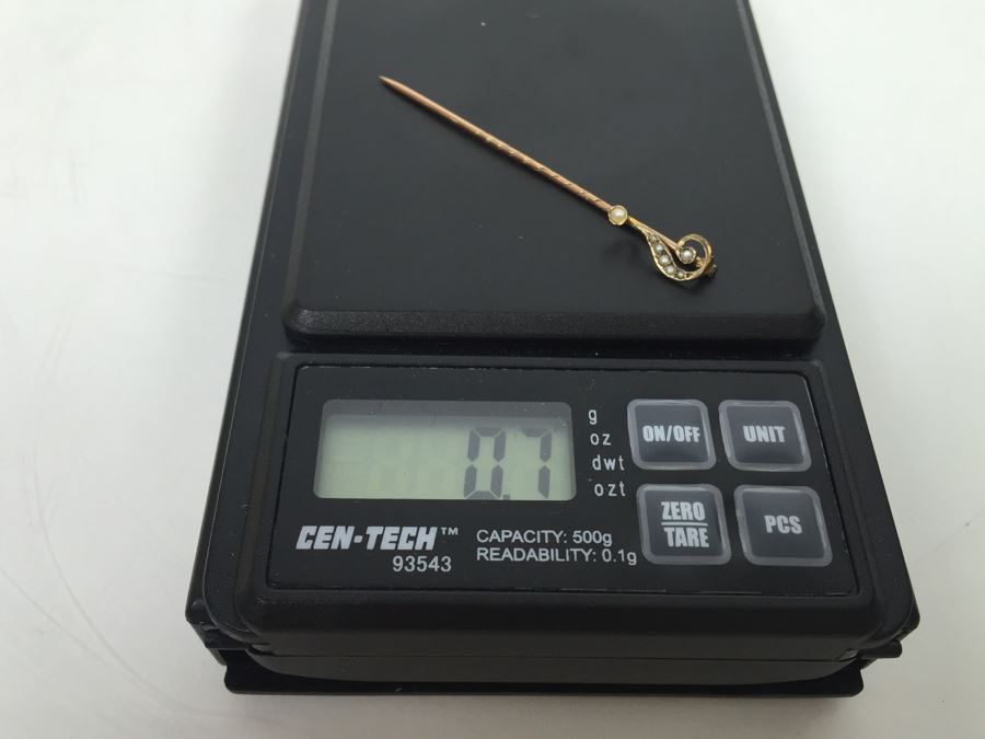 10K Yellow Gold Seed Pearl Pin 0.7g [Photo 7]