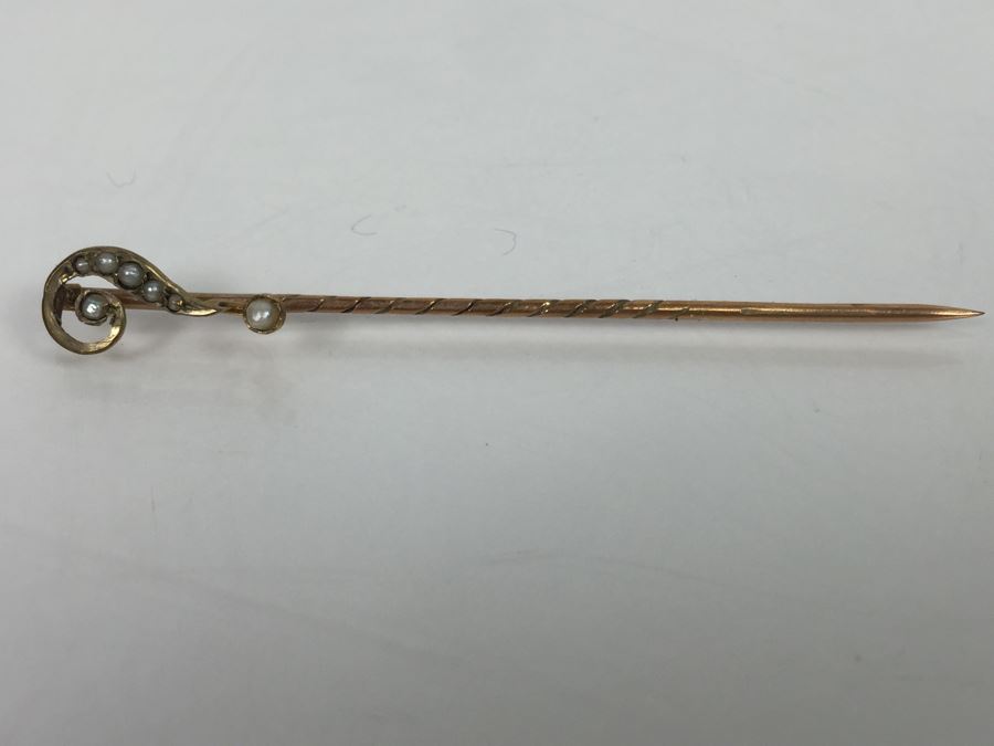 10K Yellow Gold Seed Pearl Pin 0.7g [Photo 2]