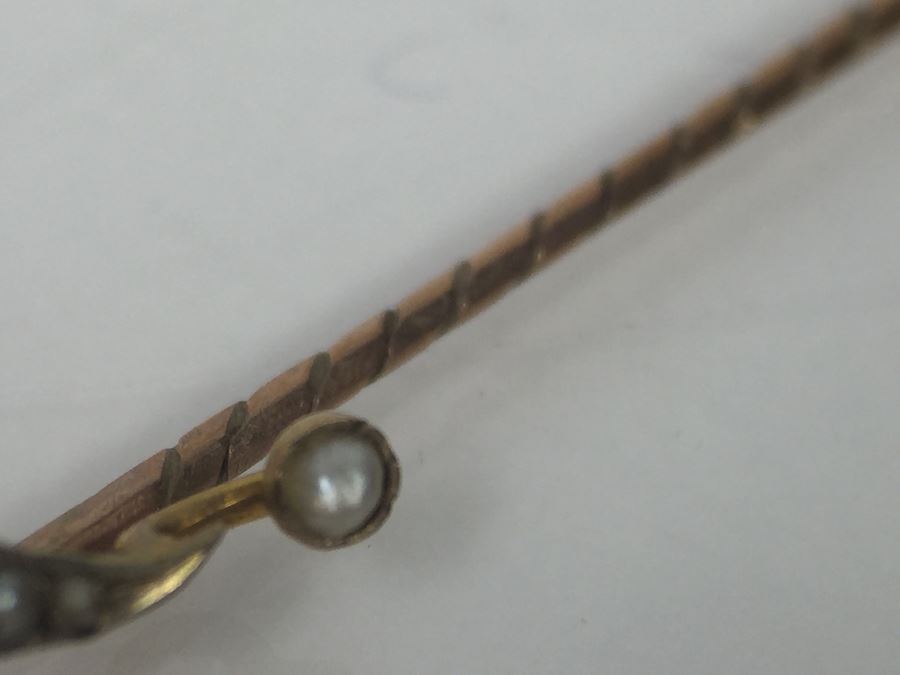 10K Yellow Gold Seed Pearl Pin 0.7g [Photo 5]