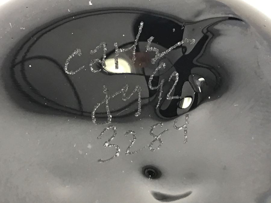 Signed Red Footed Art Glass Bowl [Photo 7]