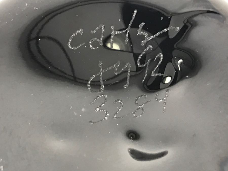 Signed Red Footed Art Glass Bowl [Photo 8]