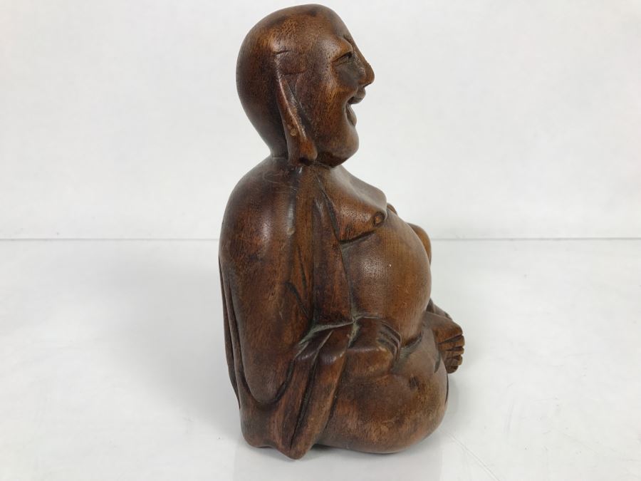 Wooden Carved Laughing Buddha [Photo 5]