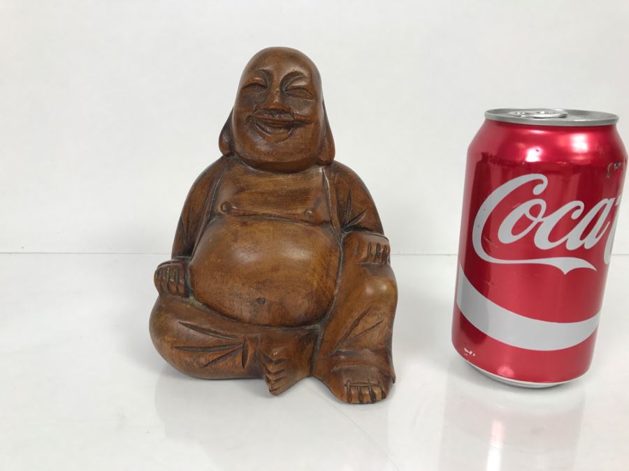 Wooden Carved Laughing Buddha [Photo 2]