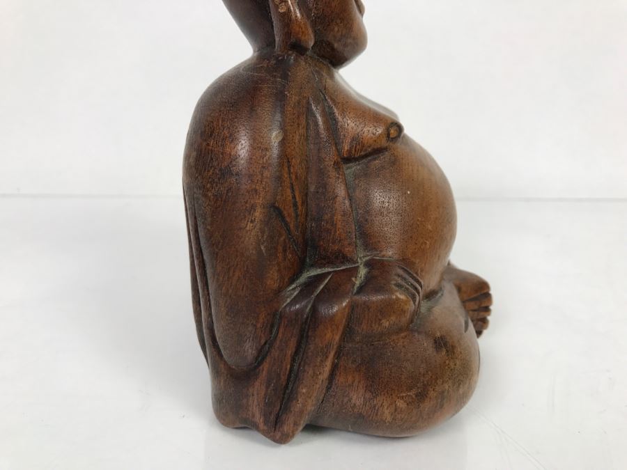 Wooden Carved Laughing Buddha [Photo 6]