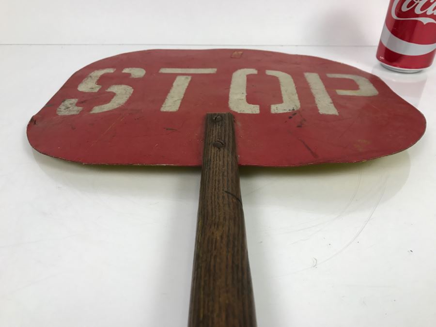 Vintage Handheld STOP SLOW Wood And Metal Handmade Sign [Photo 8]