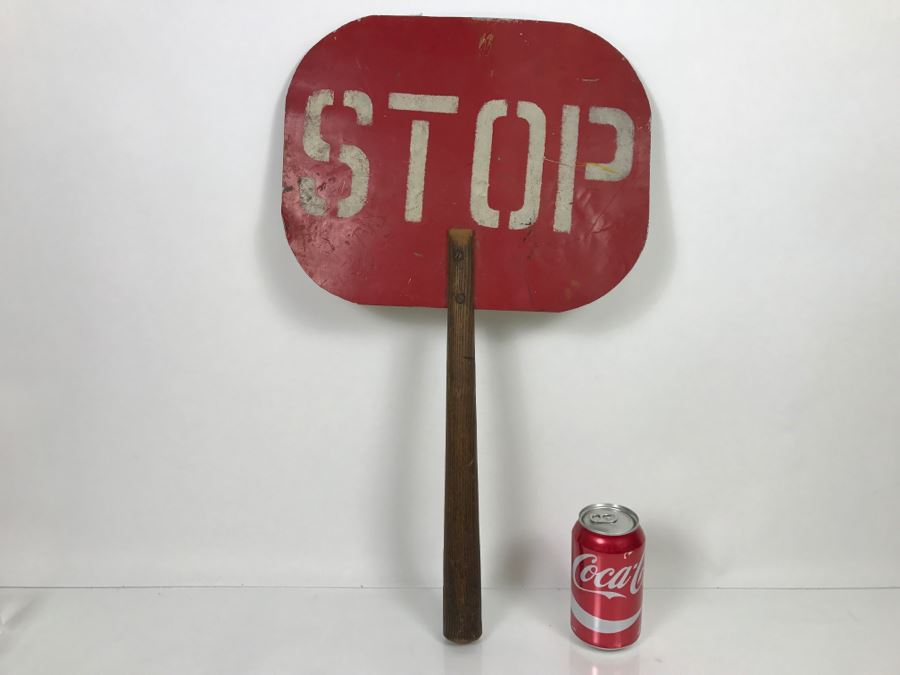 Vintage Handheld STOP SLOW Wood And Metal Handmade Sign [Photo 2]