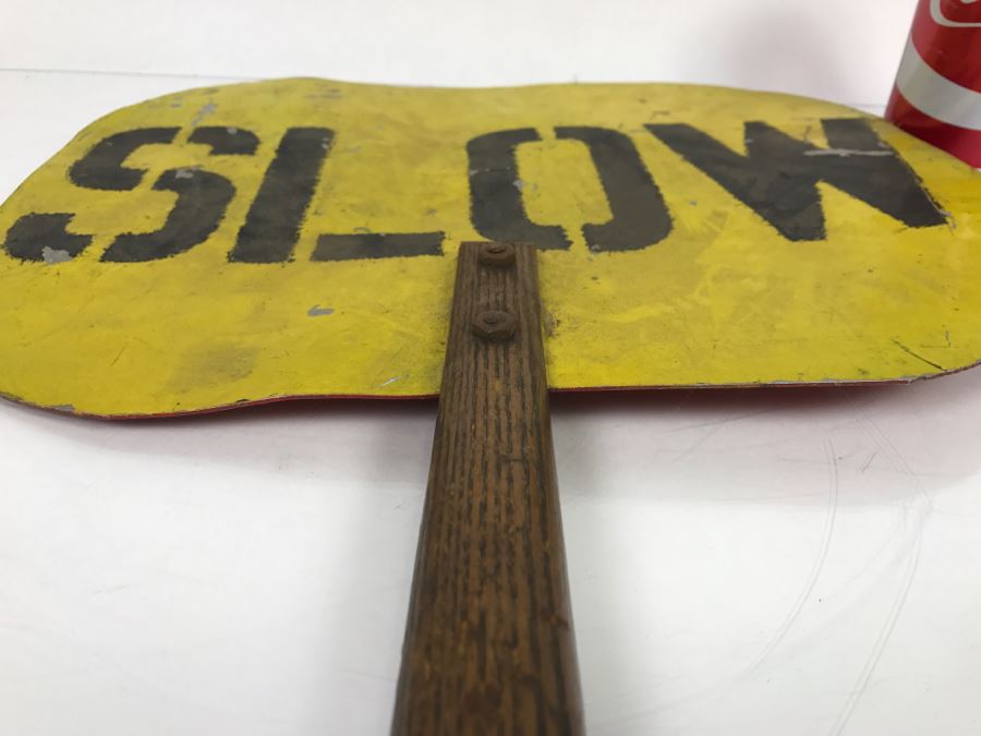 Vintage Handheld STOP SLOW Wood And Metal Handmade Sign [Photo 7]