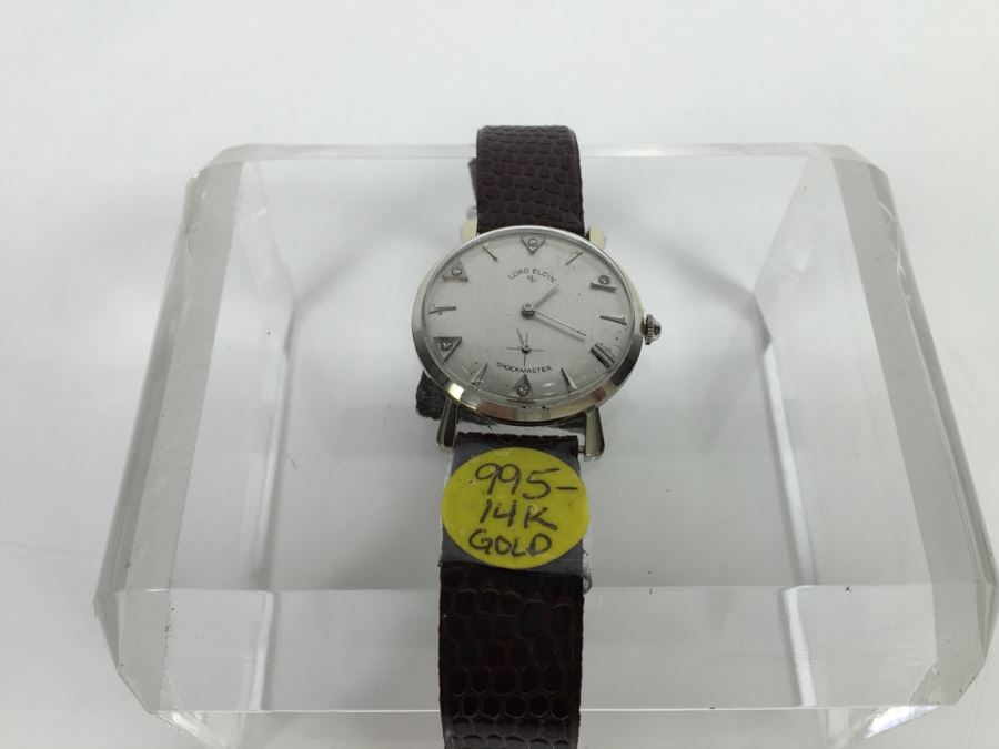 Vintage Lord Elgin Men's 14k Gold Shockmaster Watch