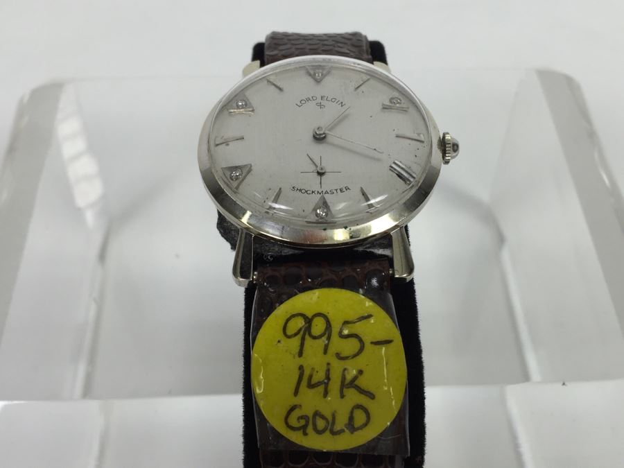 Vintage Lord Elgin Men's 14k Gold Shockmaster Watch [Photo 3]
