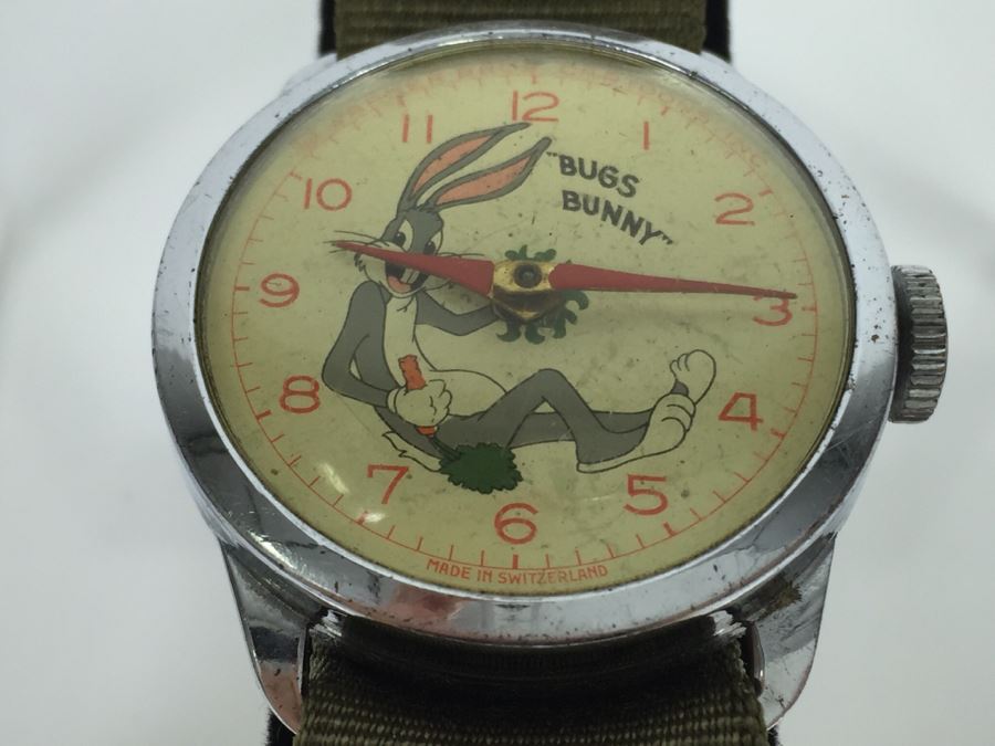 Vintage Bugs Bunny Warner Bros Cartoons Character Watch Made In Switzerland [Photo 1]