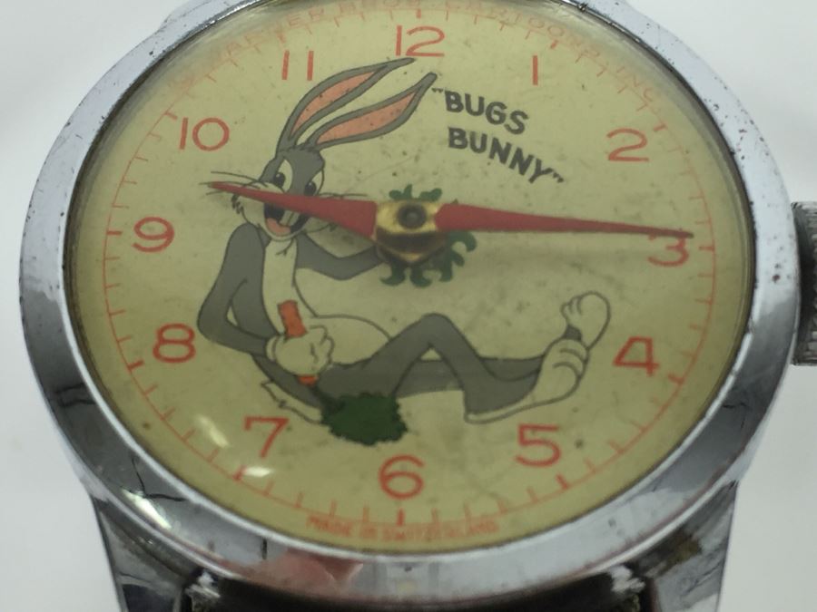 Vintage Bugs Bunny Warner Bros Cartoons Character Watch Made In Switzerland [Photo 3]