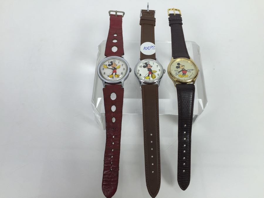 Set Of 3 Vintage Mickey Mouse Walt Disney Productions Character Watches [Photo 2]